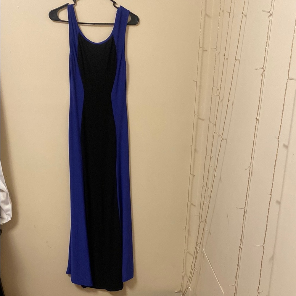 Elegant Blue and Black Maxi Dress